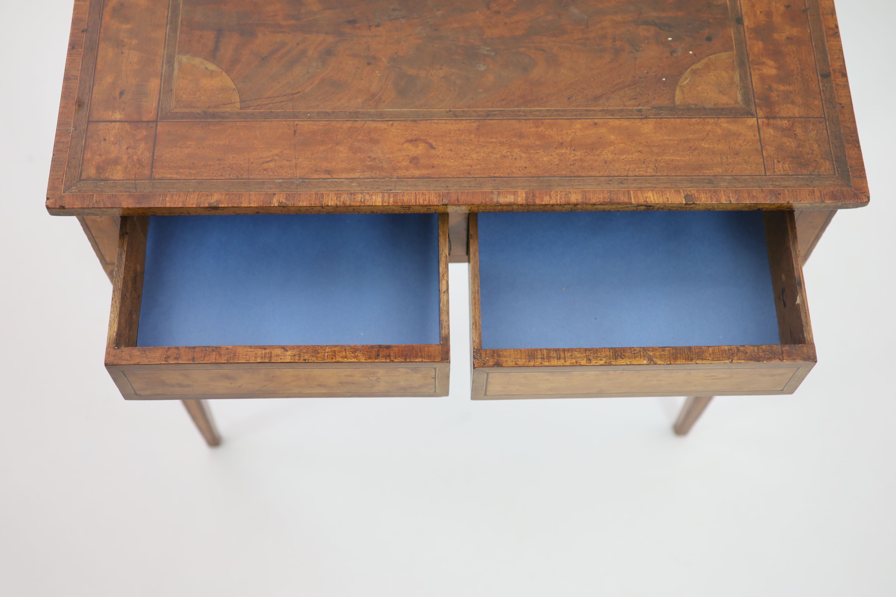 A George III inlaid mahogany and satinwood side table, W.77cm D.45cm H.75cm